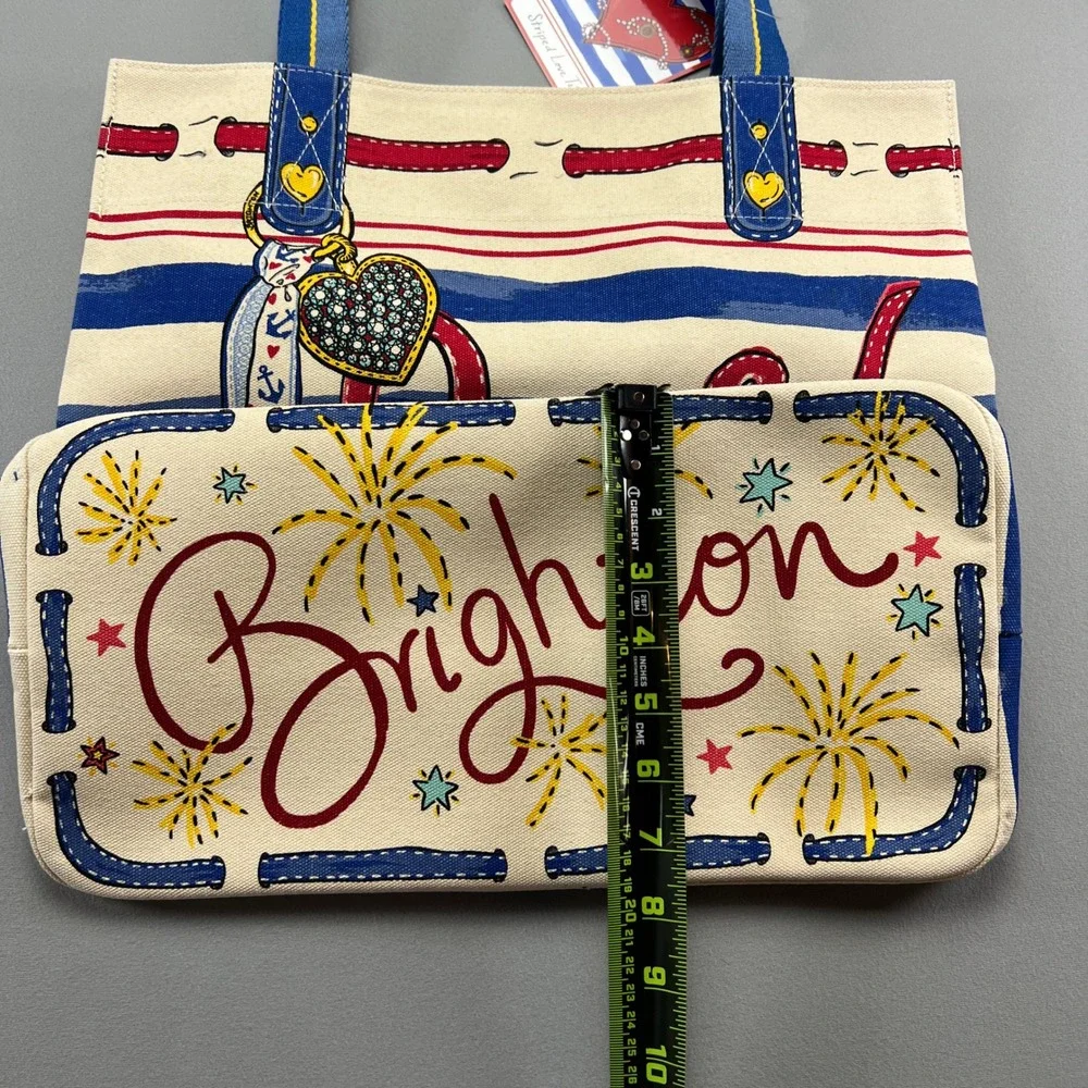Brighton Striped Love Clear Womens Multicolor Printed Double Handle Tote Bag